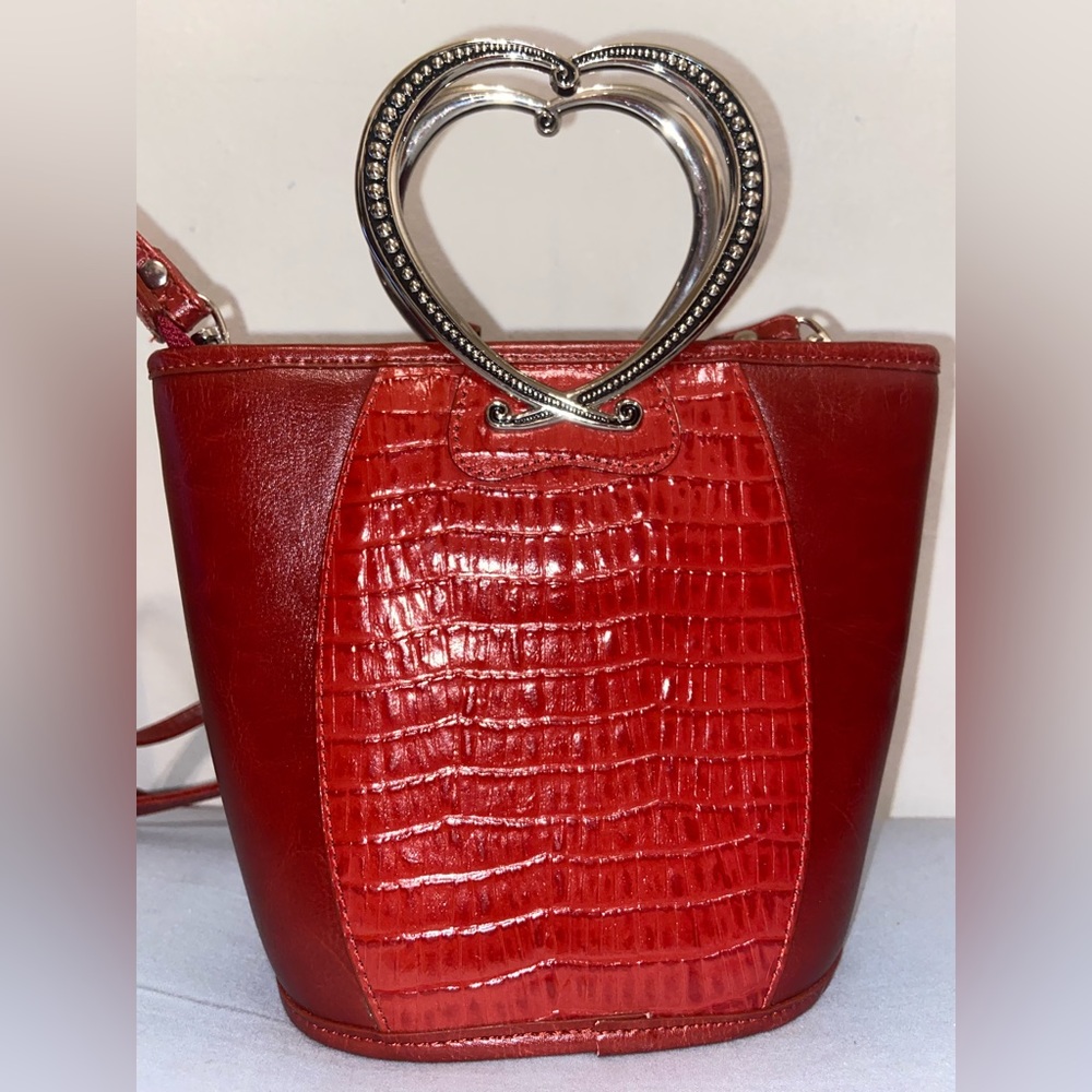 Red Leather “Brighton” Purse with Heart Shaped Handle (Like New Condition)